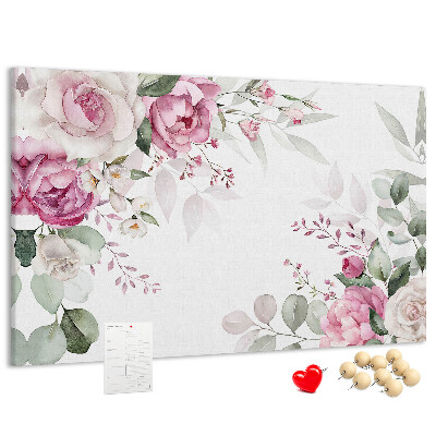 Pizarra de corcho con estampado floral en tonos pastel