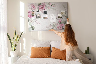 Pizarra de corcho con estampado floral en tonos pastel