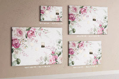 Pizarra de corcho con estampado floral en tonos pastel