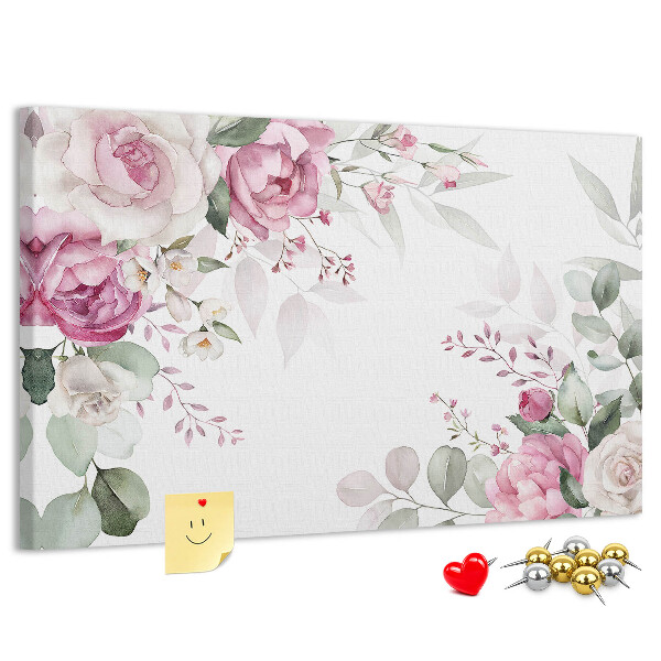 Pizarra de corcho con estampado floral en tonos pastel
