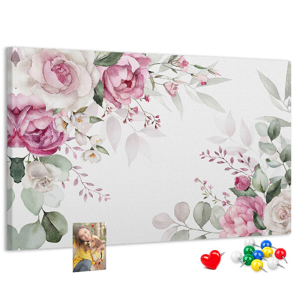 Pizarra de corcho con estampado floral en tonos pastel