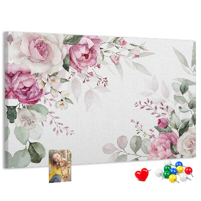 Pizarra de corcho con estampado floral en tonos pastel