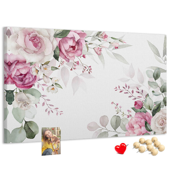 Pizarra de corcho con estampado floral en tonos pastel