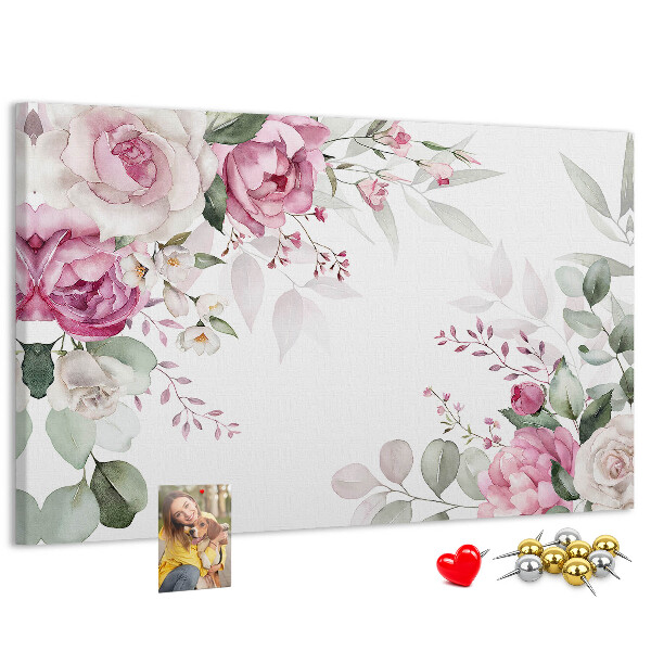 Pizarra de corcho con estampado floral en tonos pastel