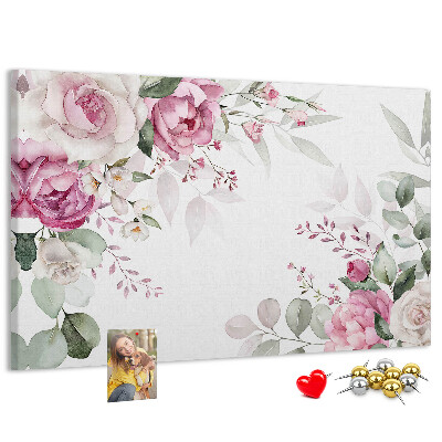 Pizarra de corcho con estampado floral en tonos pastel