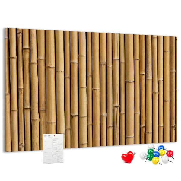 Tablero de anuncios con fondo de madera de bambú natural