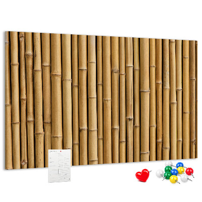 Tablero de anuncios con fondo de madera de bambú natural