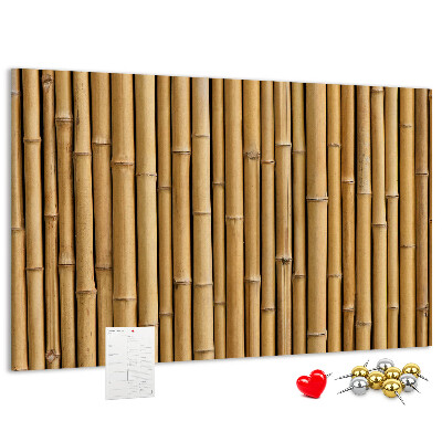 Tablero de anuncios con fondo de madera de bambú natural
