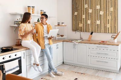 Tablero de anuncios con fondo de madera de bambú natural