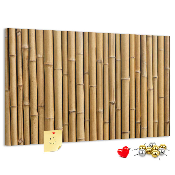 Tablero de anuncios con fondo de madera de bambú natural