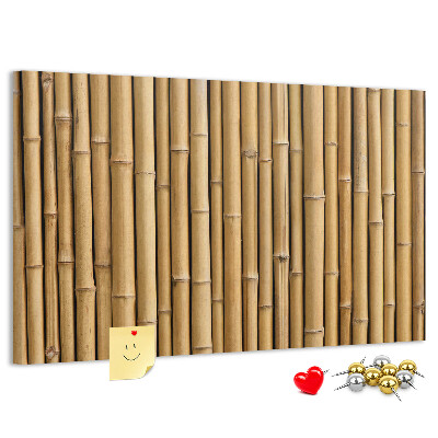 Tablero de anuncios con fondo de madera de bambú natural