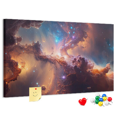Pizarra de corcho Un paisaje espacial con nebulosas coloridas