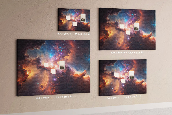 Pizarra de corcho con diseño de paisaje espacial de nebulosas coloridas