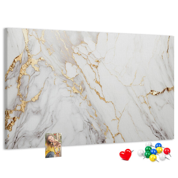 Tablero de corcho decorado diseño de mármol elegante con vetas doradas