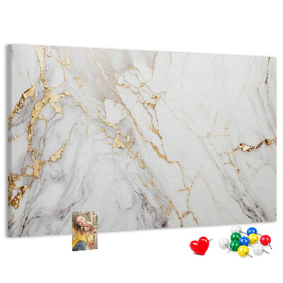 Tablero de corcho decorado diseño de mármol elegante con vetas doradas
