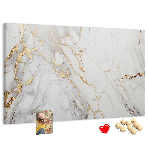 Tablero de corcho decorado diseño de mármol elegante con vetas doradas