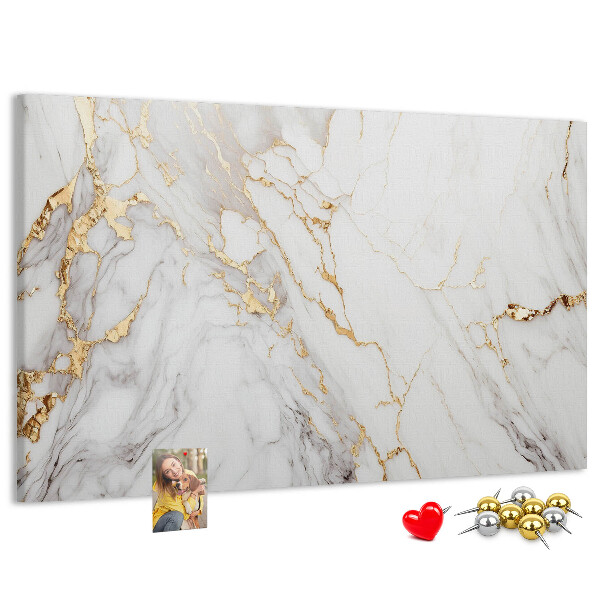 Tablero de corcho decorado diseño de mármol elegante con vetas doradas