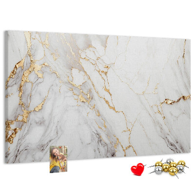 Tablero de corcho decorado diseño de mármol elegante con vetas doradas