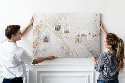 Tablero de corcho decorado diseño de mármol elegante con vetas doradas