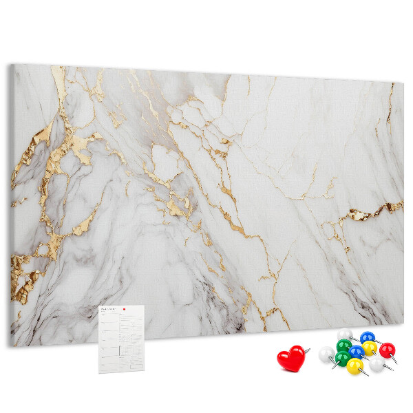 Tablero de corcho decorado diseño de mármol elegante con vetas doradas