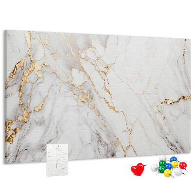 Tablero de corcho decorado diseño de mármol elegante con vetas doradas