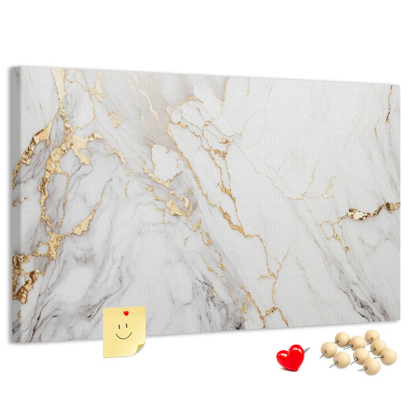 Tablero de corcho decorado diseño de mármol elegante con vetas doradas