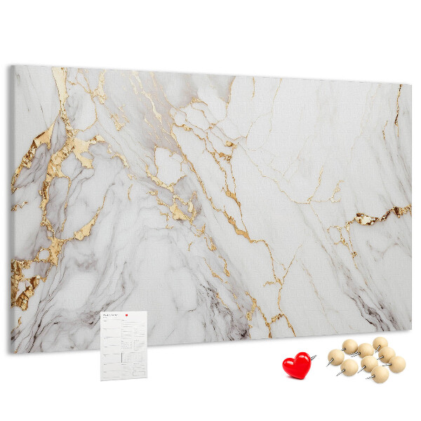 Tablero de corcho decorado diseño de mármol elegante con vetas doradas