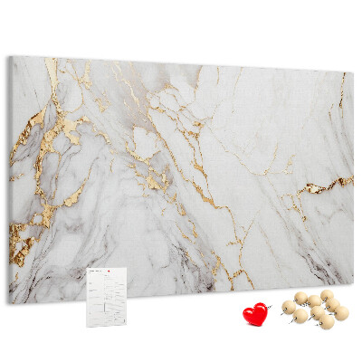 Tablero de corcho decorado diseño de mármol elegante con vetas doradas
