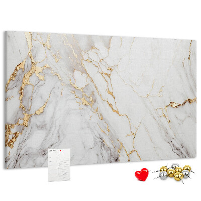 Tablero de corcho decorado diseño de mármol elegante con vetas doradas