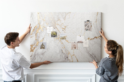 Tablero de corcho decorado diseño de mármol elegante con vetas doradas