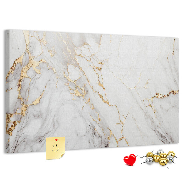 Tablero de corcho decorado diseño de mármol elegante con vetas doradas