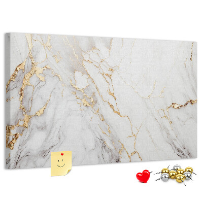 Tablero de corcho decorado diseño de mármol elegante con vetas doradas