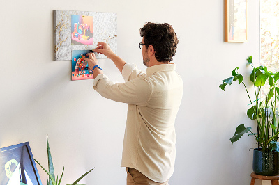 Tablero de corcho decorado diseño de mármol elegante con vetas doradas