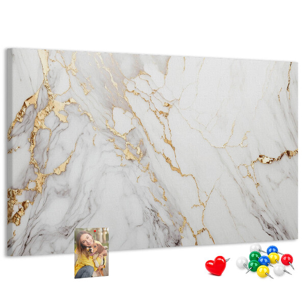 Tablero de corcho decorado diseño de mármol elegante con vetas doradas