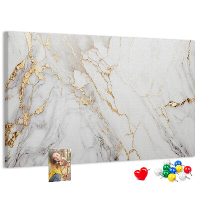 Tablero de corcho decorado diseño de mármol elegante con vetas doradas