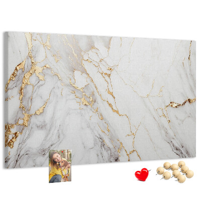 Tablero de corcho decorado diseño de mármol elegante con vetas doradas