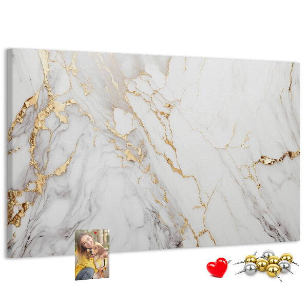 Tablero de corcho decorado diseño de mármol elegante con vetas doradas