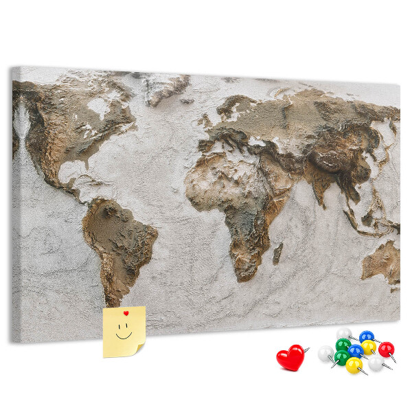 Mapa del mundo de corcho en tonos marrones