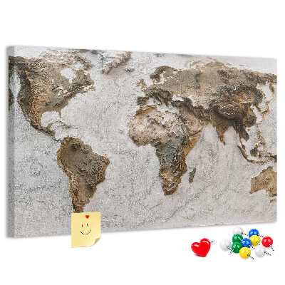 Mapa del mundo de corcho en tonos marrones