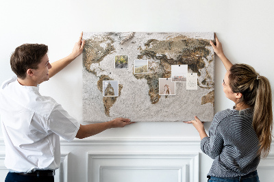 Mapa del mundo de corcho en tonos marrones