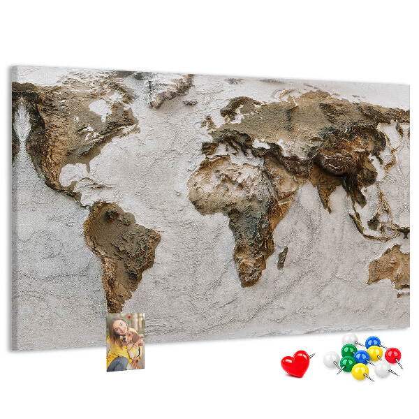 Mapa del mundo de corcho en tonos marrones