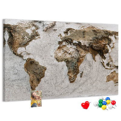Mapa del mundo de corcho en tonos marrones
