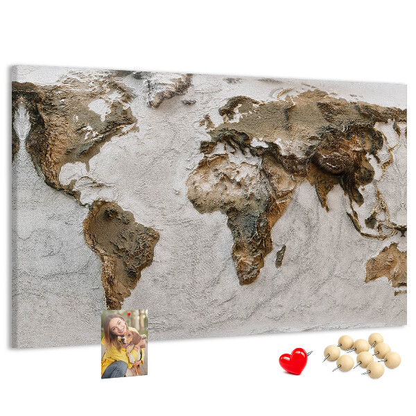 Mapa del mundo de corcho en tonos marrones