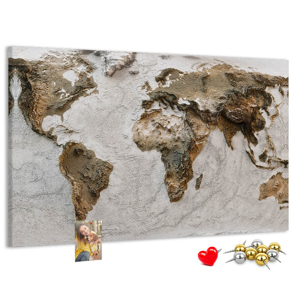 Mapa del mundo de corcho en tonos marrones