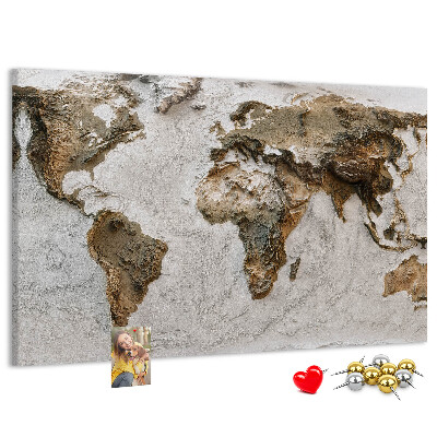 Mapa del mundo de corcho en tonos marrones