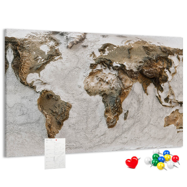 Mapa del mundo de corcho en tonos marrones