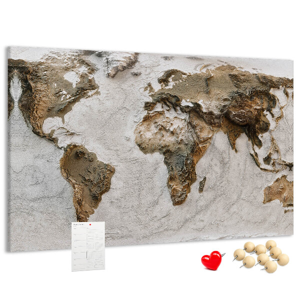 Mapa del mundo de corcho en tonos marrones