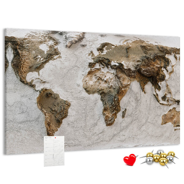 Mapa del mundo de corcho en tonos marrones