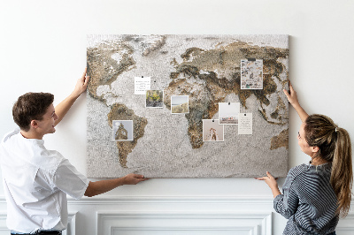 Mapa del mundo de corcho en tonos marrones
