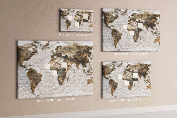 Mapa del mundo de corcho en tonos marrones